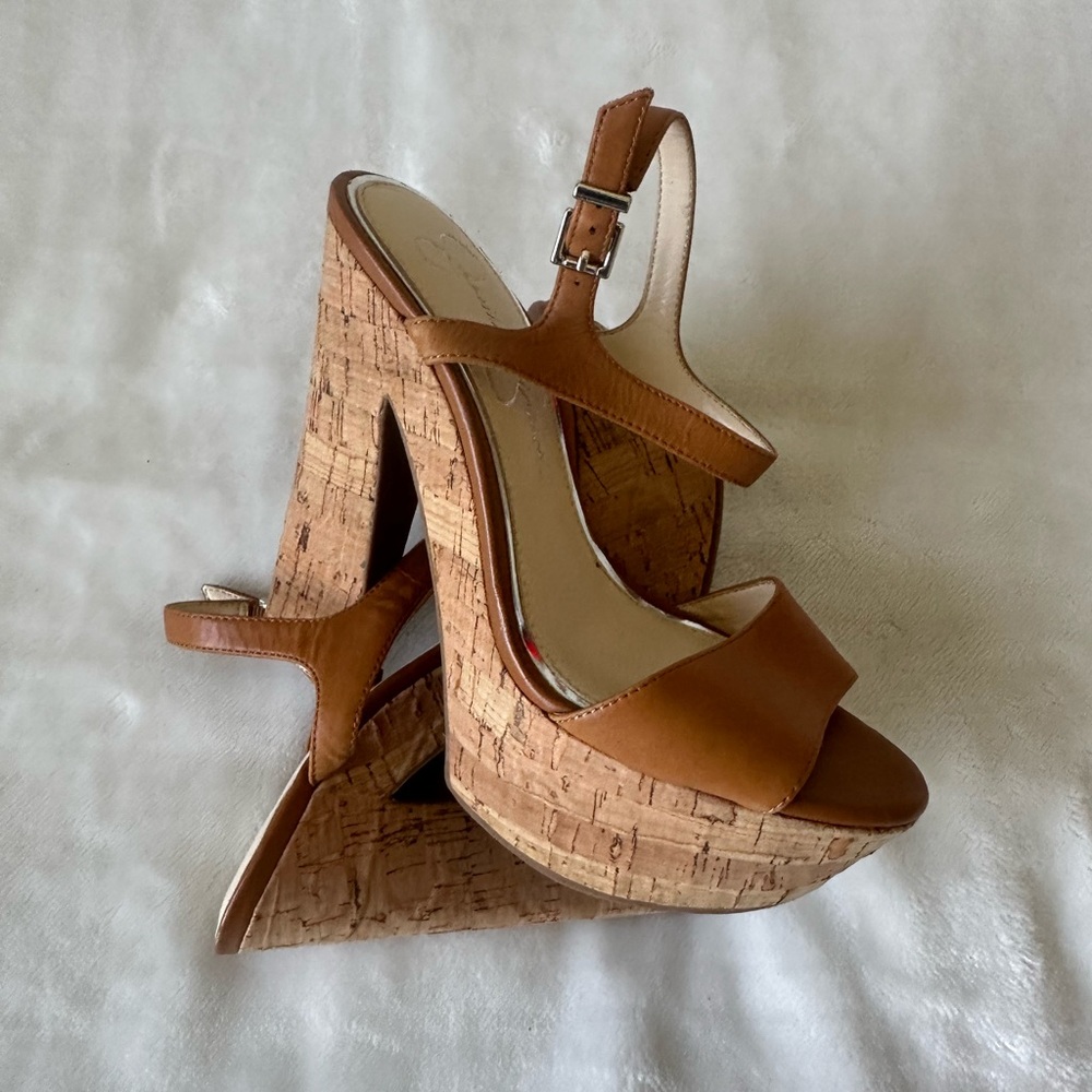 Jessica Simpson Divella Platform Cork Heels in Tan Size 7